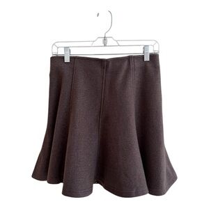 OGL CashSoft High Waisted Flare Hem Pull On Mini Skirt Brown Women Size M